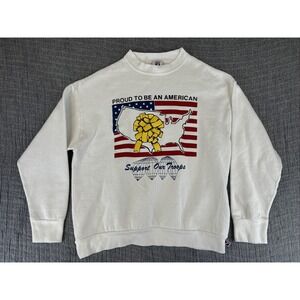 Vintage Logo 7 Made in USA American Proud Support Our Troops Sweatshirt Size L